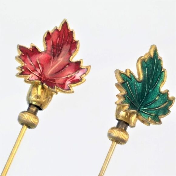 Canadian Maple Leaf Tie Sticks Hat Scarf Pins - Picture 1 of 8